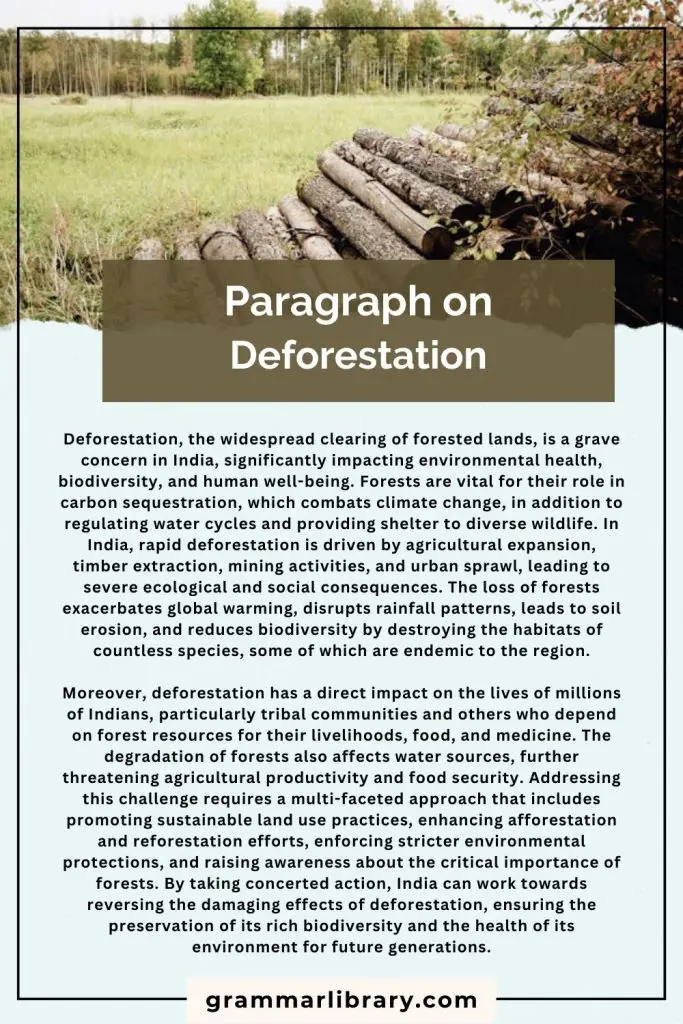 Paragraph on Deforestation