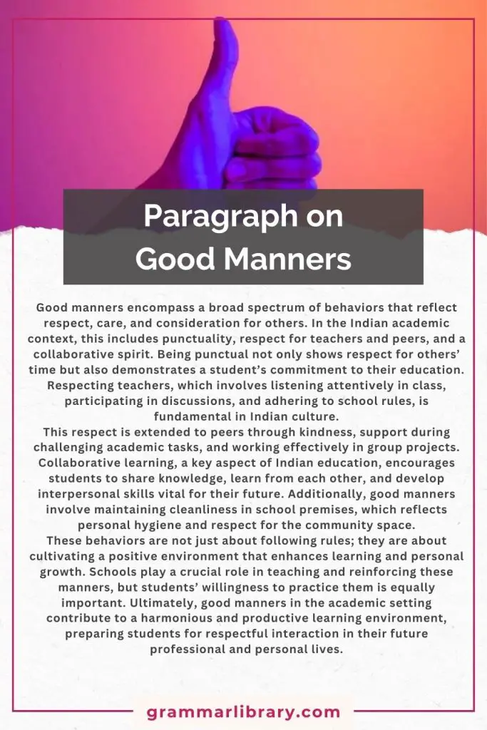 Paragraph on Good Manners
