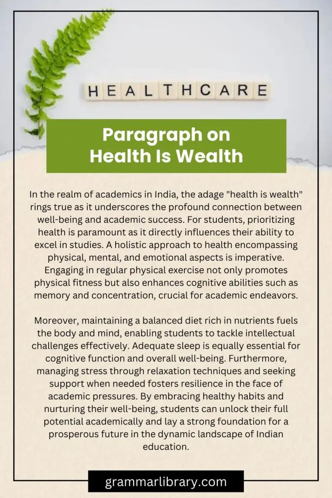 Paragraph on Health Is Wealth