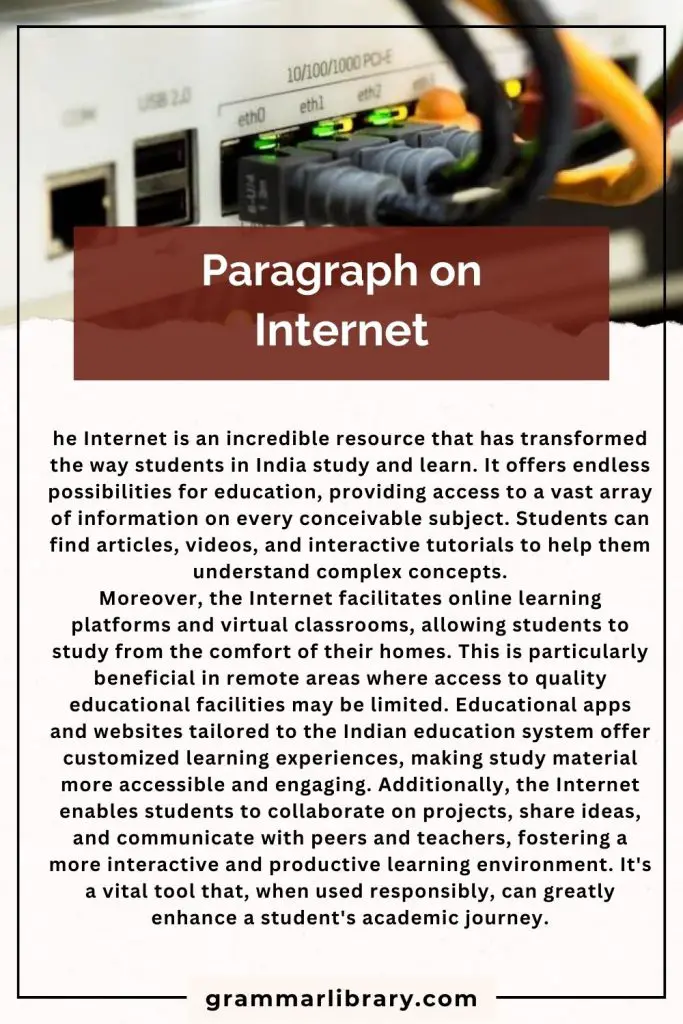 Paragraph on Internet