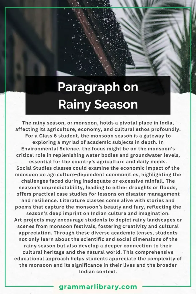 Paragraph on Rainy Season