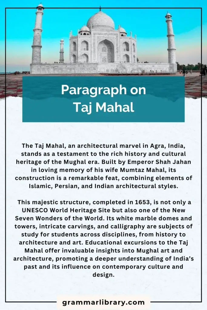 Paragraph on Taj Mahal