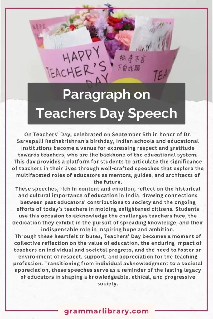Paragraph on Teachers Day Speech