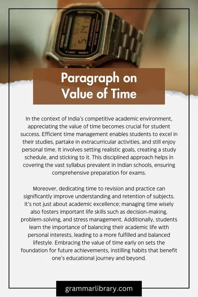 Paragraph on Value of Time