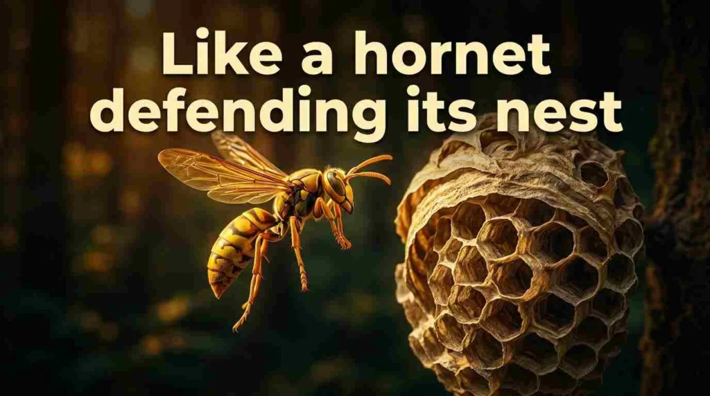 Like a hornet defending its nest